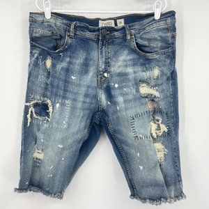 FWRD Denim Men's Busted Distressed Jean Shorts Size 38